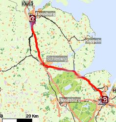 Schon einmal zur Orientierung: 86 Kilometer sind es von Flensburg nach Kiel...