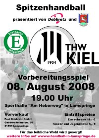 Am 8. August tritt der THW zu einem Testspiel gegen Eintracht Hildesheim in Lamspringe an.