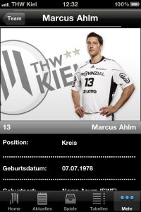 So sieht das Spielerportrt von Marcus Ahlm in der THW-Kiel-App aus.