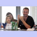Pressekonferenz 2006: Thierry Omeyer mit Frau und Tochter.