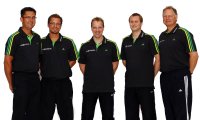 Das Therapeuten-Team des THW Kiel: Jan Bock, Bastian Brandenburg, Maik Bolte, Dennis Misslung und  Uwe Brandenburg.