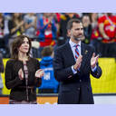 WM 2013: DEN-ESP: Die dnische Kronprinzession Mary und der spanische Kronprinz Felipe.