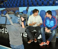 Frank von Behren interviewte Marko Vujin in der Sparkassen-Arena.