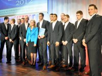 In kompletter Mannschaftsstärke nahm der THW Kiel die Auszeichnung zur "Mannschaft des Jahres" entgegen.