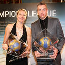 Champions Draw 2009: Die CL-Topscorer Grit Jurack und Filip Jicha.