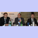Saisoneröffnungspressekonferenz 2009: THW-Pressesprecher Goos, Provinzial-Vorstand Wilby und THW-Aufsichtsratsvorsitzender Vater.