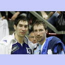 Euro 2006: SLO - FRA: Nikola Karabatic and Vid Kavticnik.