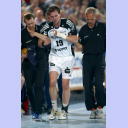 Viktor Szilagyi leaves the Ostseehalle injured.